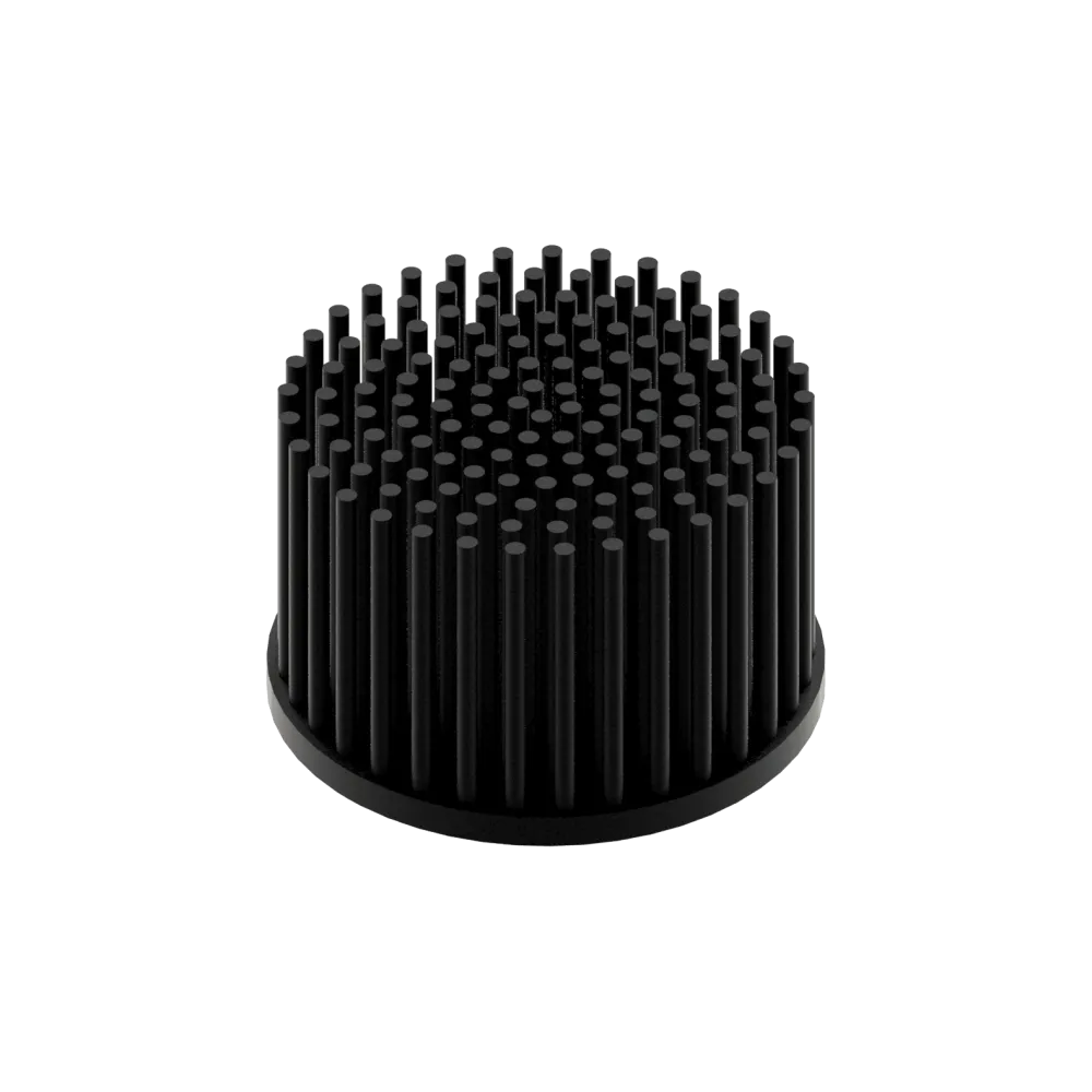 LED pin fin heat sink, ø80mm, H 50mm, Base 5mm, Black anodized