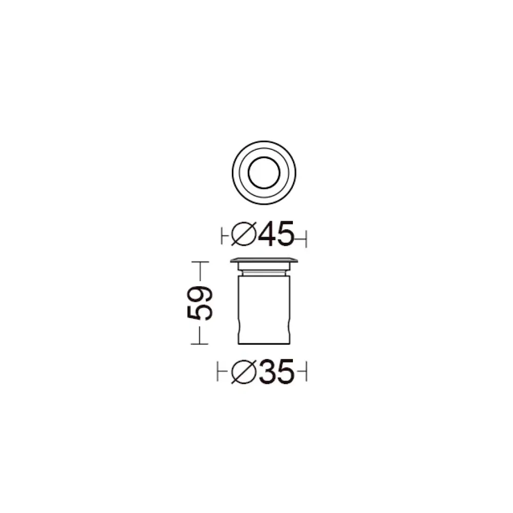 Rim 45 Painted - Recessed with painted steel ring nut Ø45 - Remote driver max 700mA