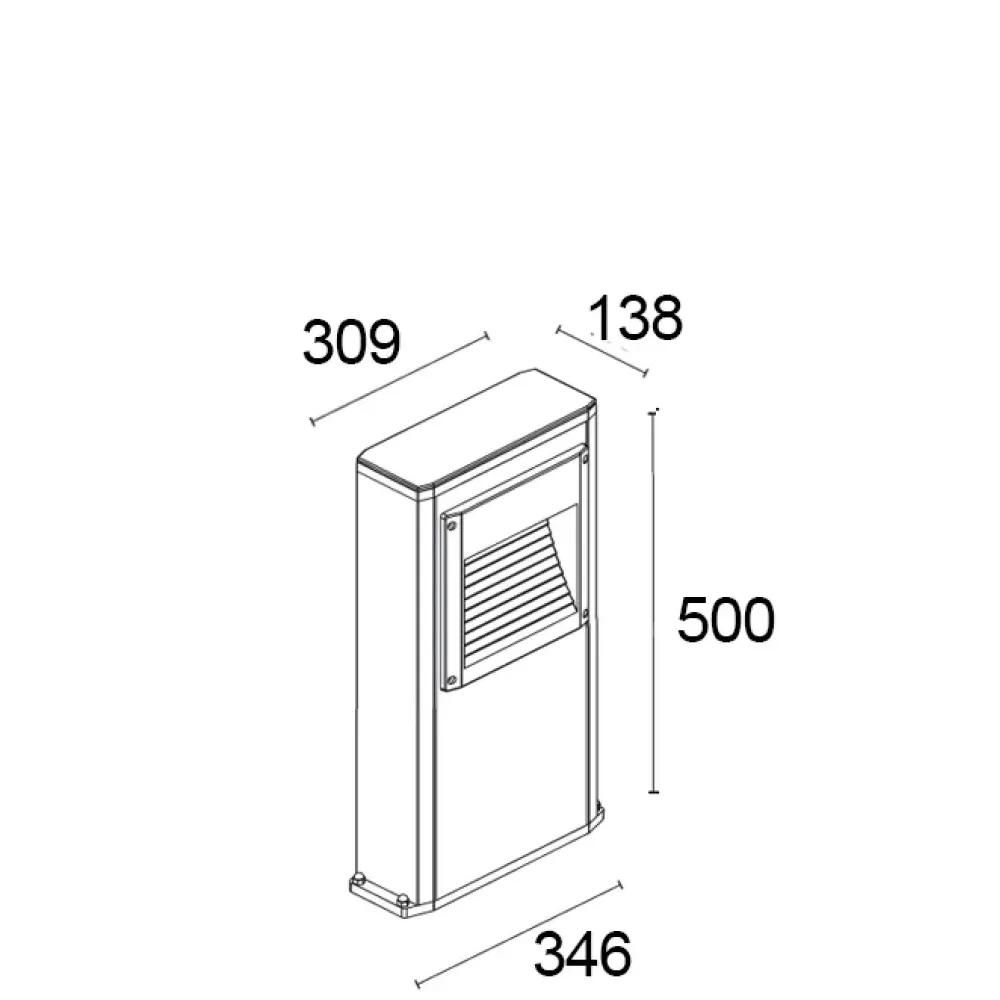 Square Small Pole 290F0/WD3.PR-Small Poles - Bollard DALI H. 500 square window