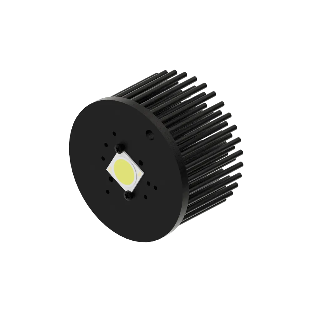 Zhaga LED pin fin heat sink, ø80mm, H 50mm, Base 5mm, Black anodized