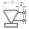 Triangular and rectangular sign with fixed clamp