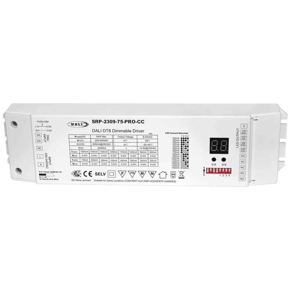 75W 4 in 1 DALI DT8 DIMMABLE LED DRIVER CC