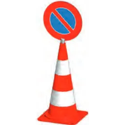 Plastic attachment for traffic cones to secure warning signs