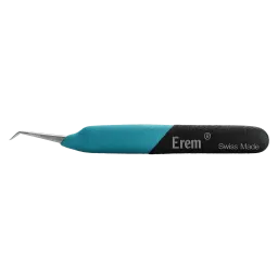 Precision tweezers, 30° curved, recessed. Narrow tips