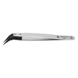 ESD tweezers with interchangeable tips, curved 0.1 mm wide, conductive