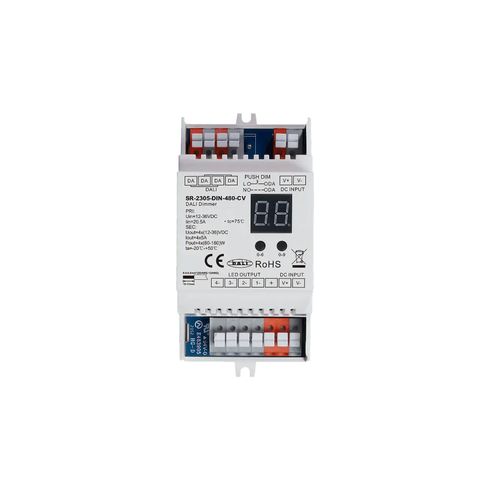 4 CHANNEL DALI DT6 / AC-PUSH LED DIMMER, DIN RAIL