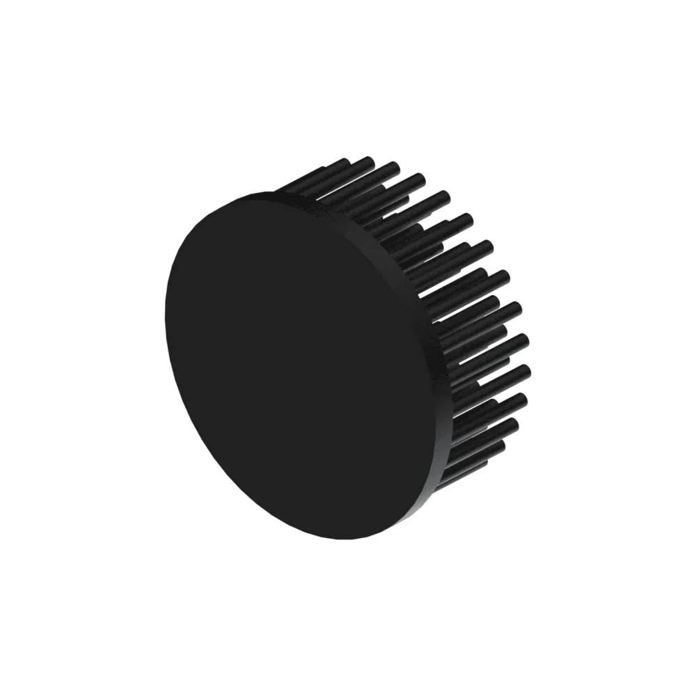 LED pin fin heat sink, ø70mm, H 30mm, Base 5mm, Black anodized