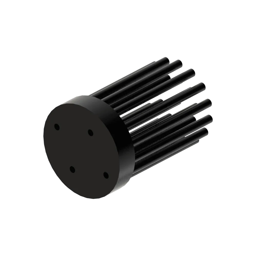 Zhaga LED pin fin heat sink, ø35mm, H 50mm, Base 8mm, Black anodized