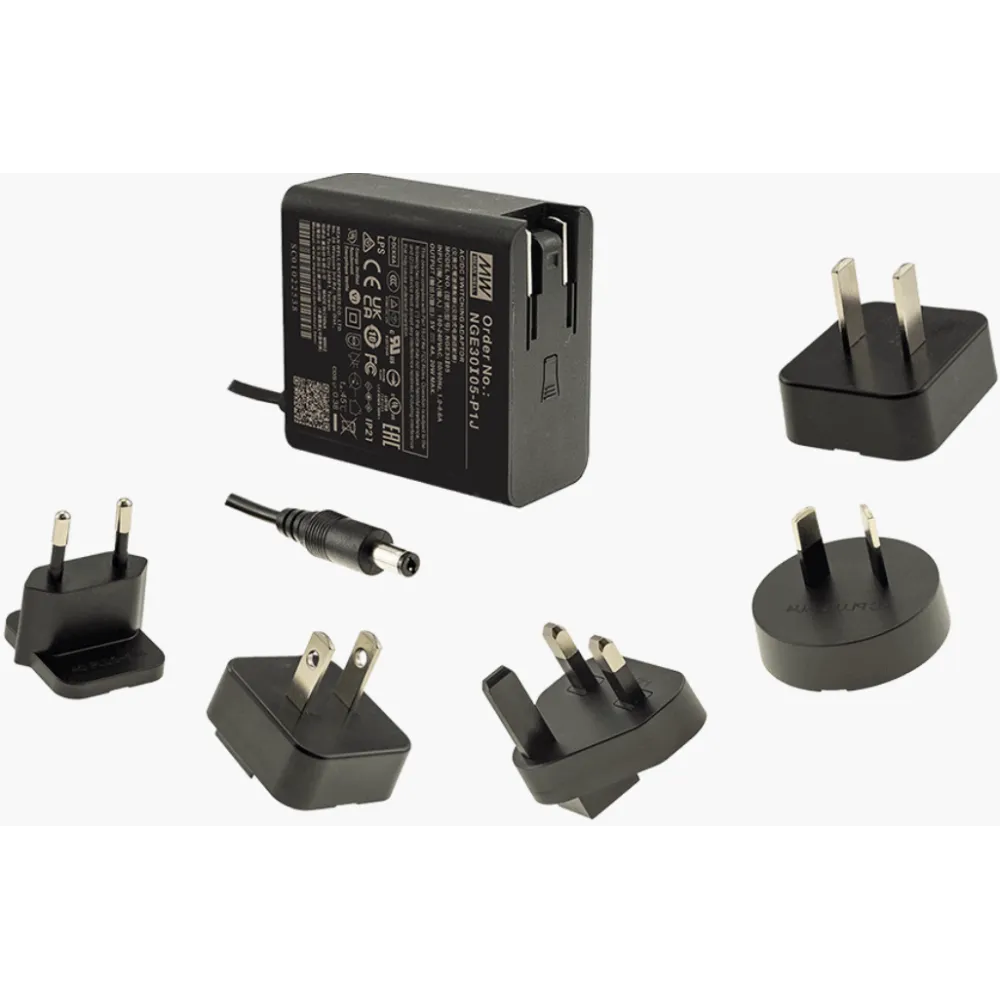 30W Wall Mount Power Supply 12V/2.5A, Interchangeable type