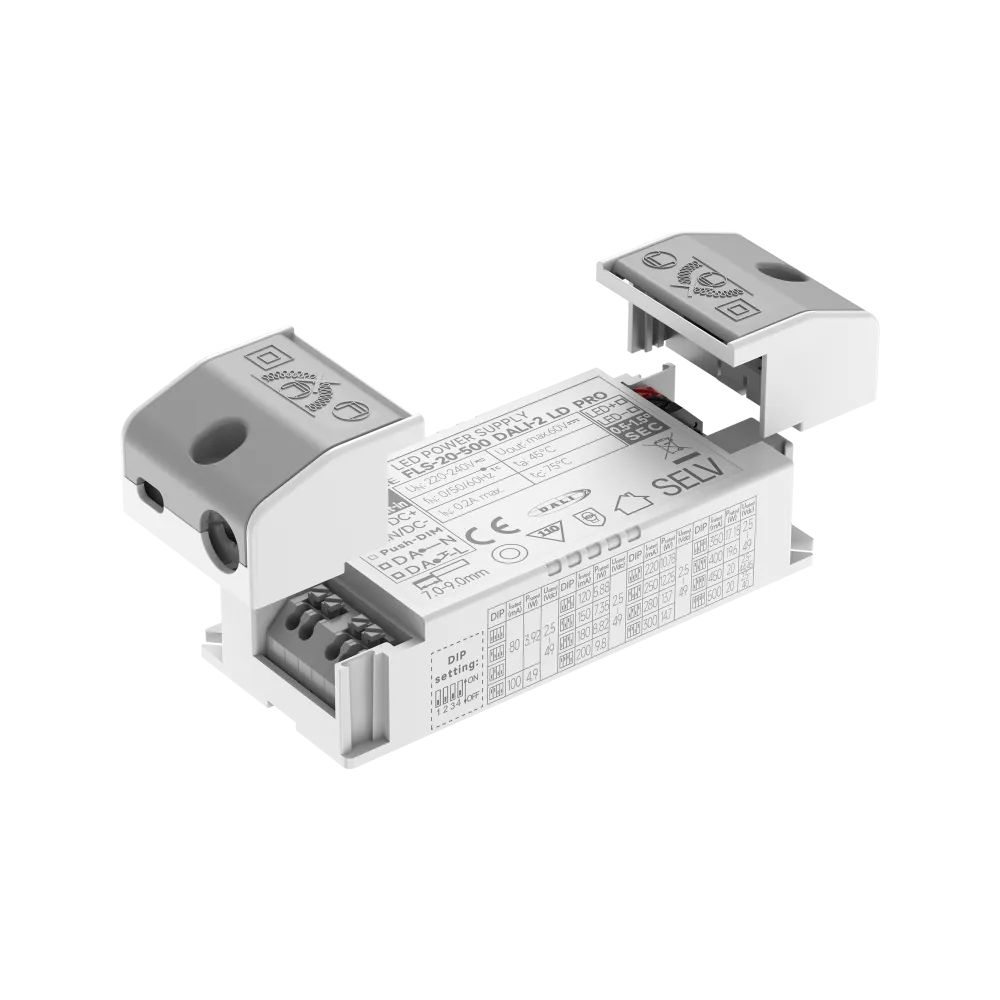 20W LED Driver Constant Current 80 to 500mA, 2.5 to 49Vdc, DALI2, AC Push, NFC