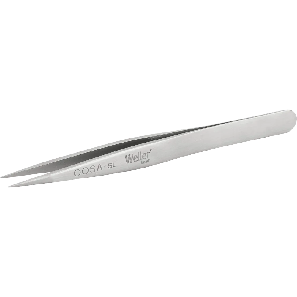 Precision tweezers with pointed tips. Very robust