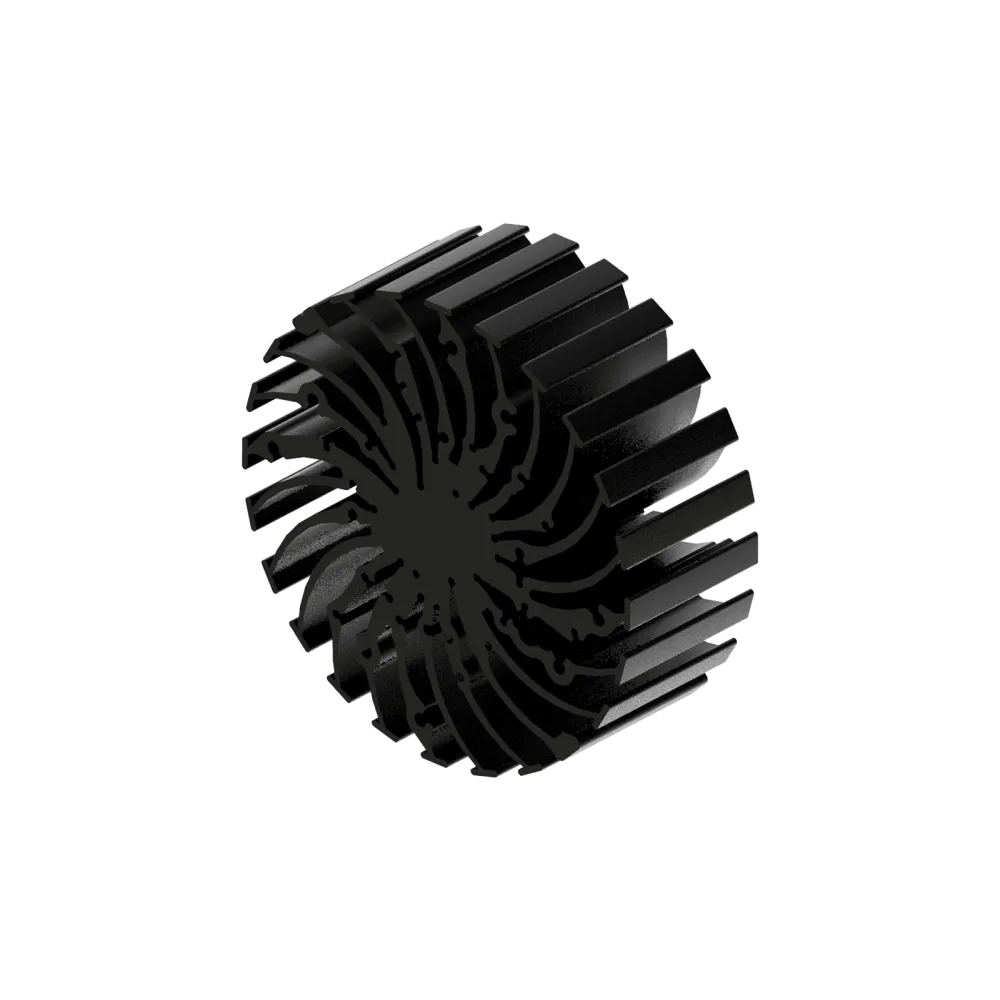 Modular LED star heat sink, ø134mm, H 50mm, Black anodized