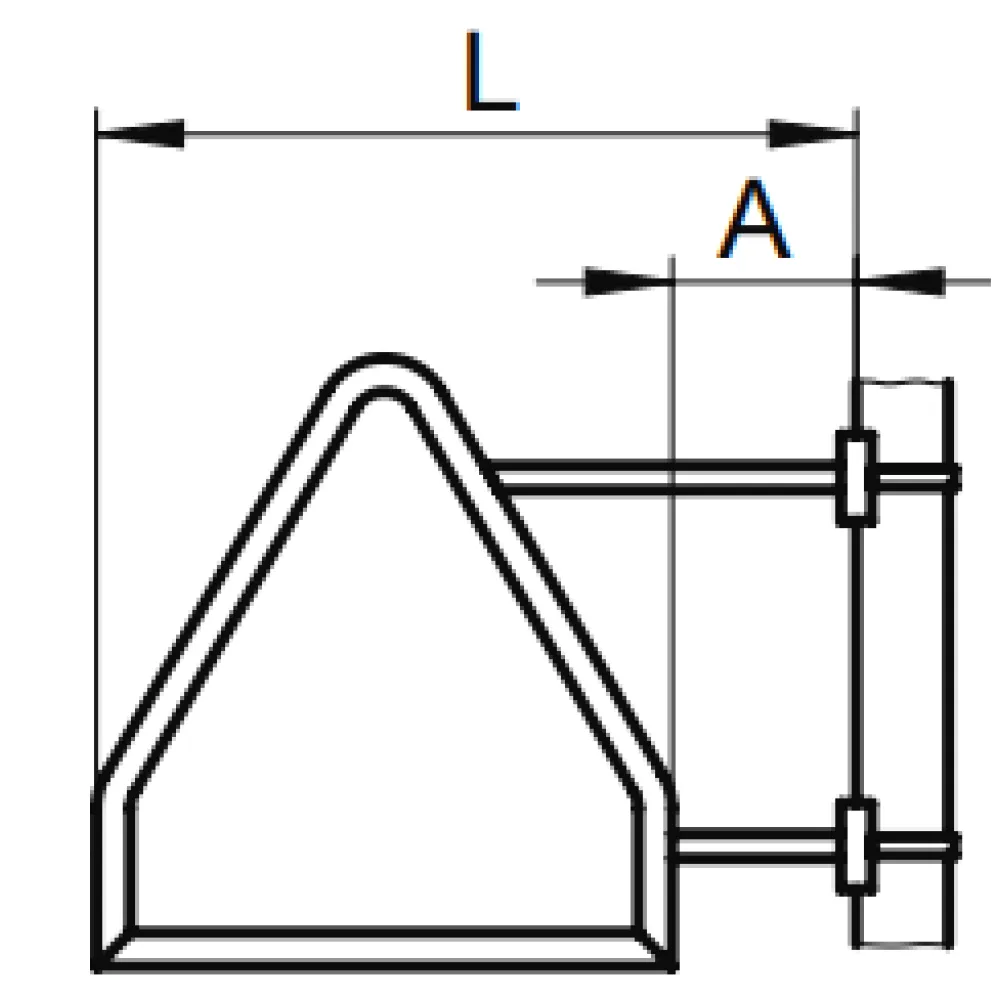 Triangular sign with long base side steel band mounting
