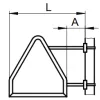 Triangular sign with long base side steel band mounting