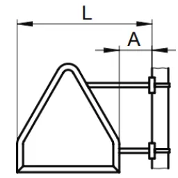 Triangular sign with long base side steel band mounting