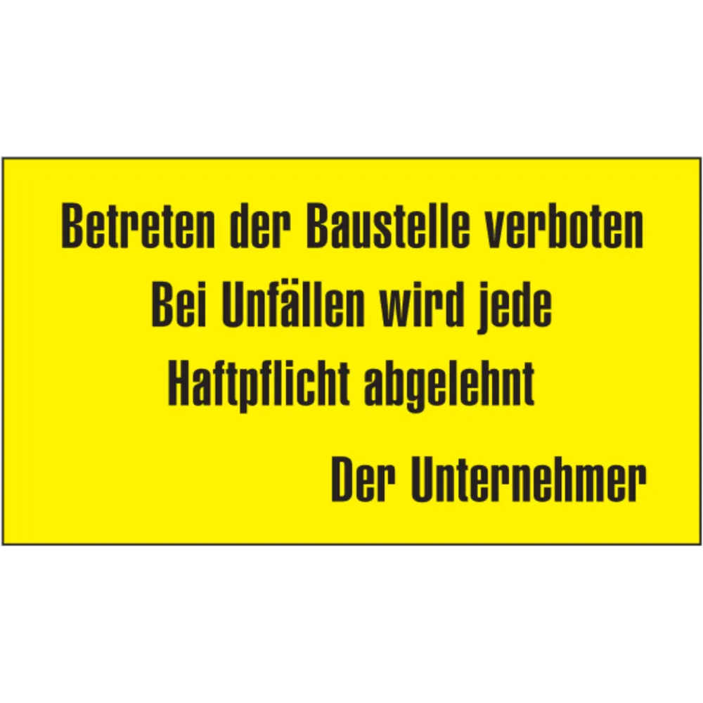 Construction site warning sign (German)