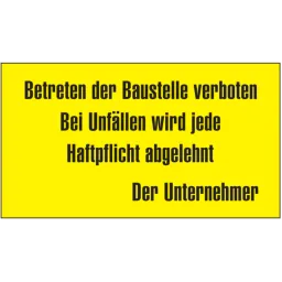 Construction site warning sign (German)