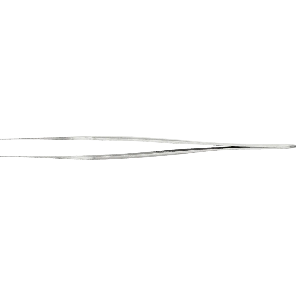 SMD tweezers, angled 45°, with pointed tips for vertical application.