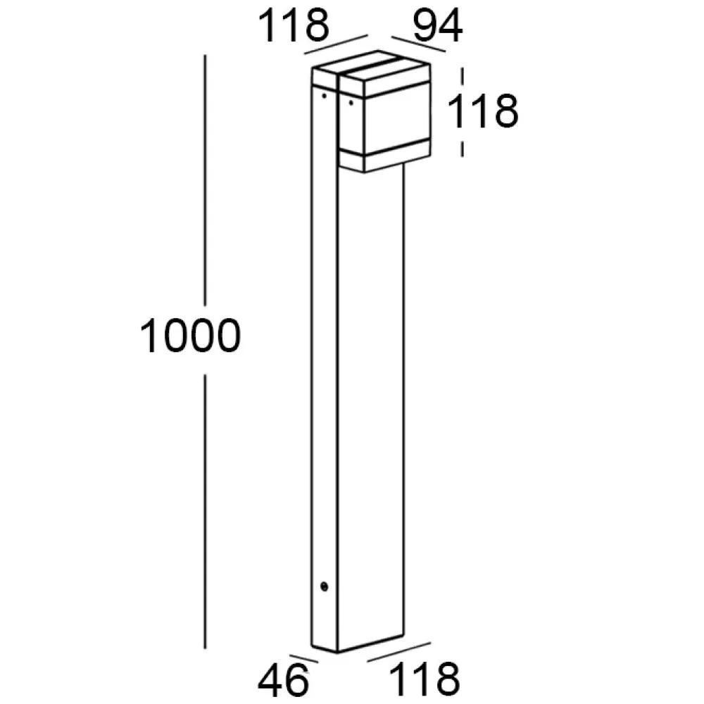 Modo Bollard 601F2/WP70A2-Small Poles - Bollard Horizontal Single Emission H. 1000