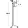 Modo Bollard 601F2/WP70A2-Small Poles - Bollard Horizontal Single Emission H. 1000