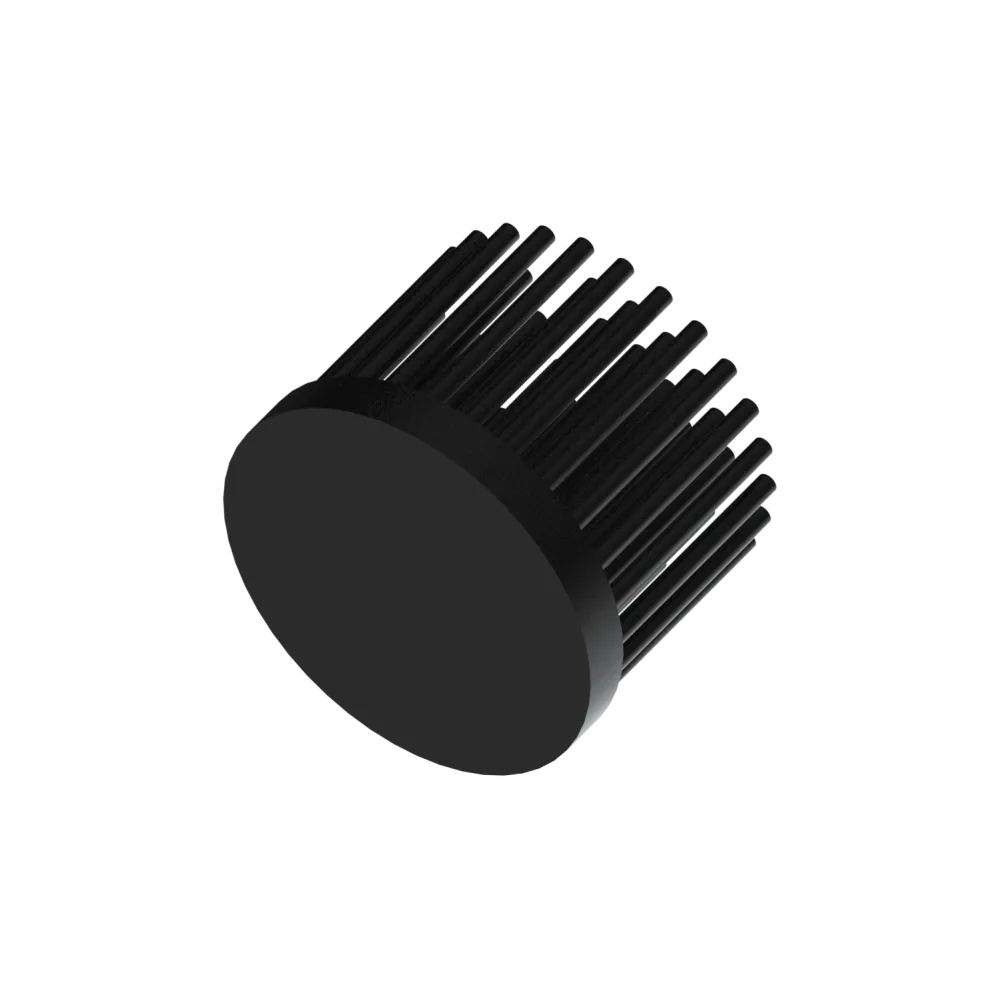 LED pin fin heat sink, ø40mm, H 30mm, Base 5mm, Black anodized