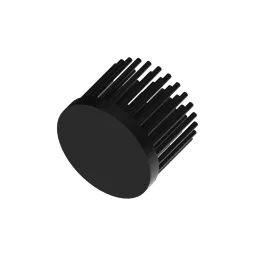 LED pin fin heat sink, ø40mm, H 30mm, Base 5mm, Black anodized