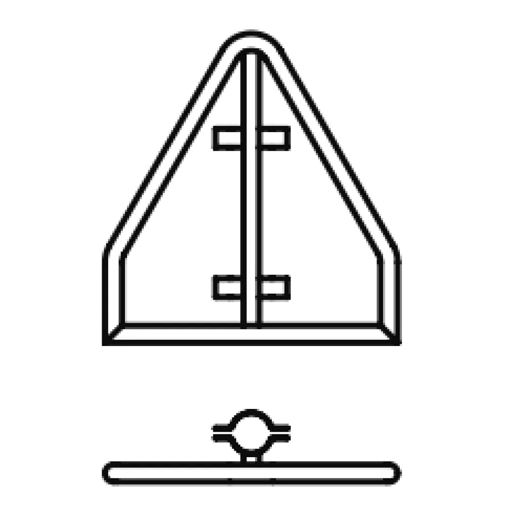 Triangular sign with long base fixed clamp
