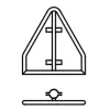 Triangular sign with long base fixed clamp