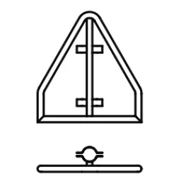 Triangular sign with long base fixed clamp
