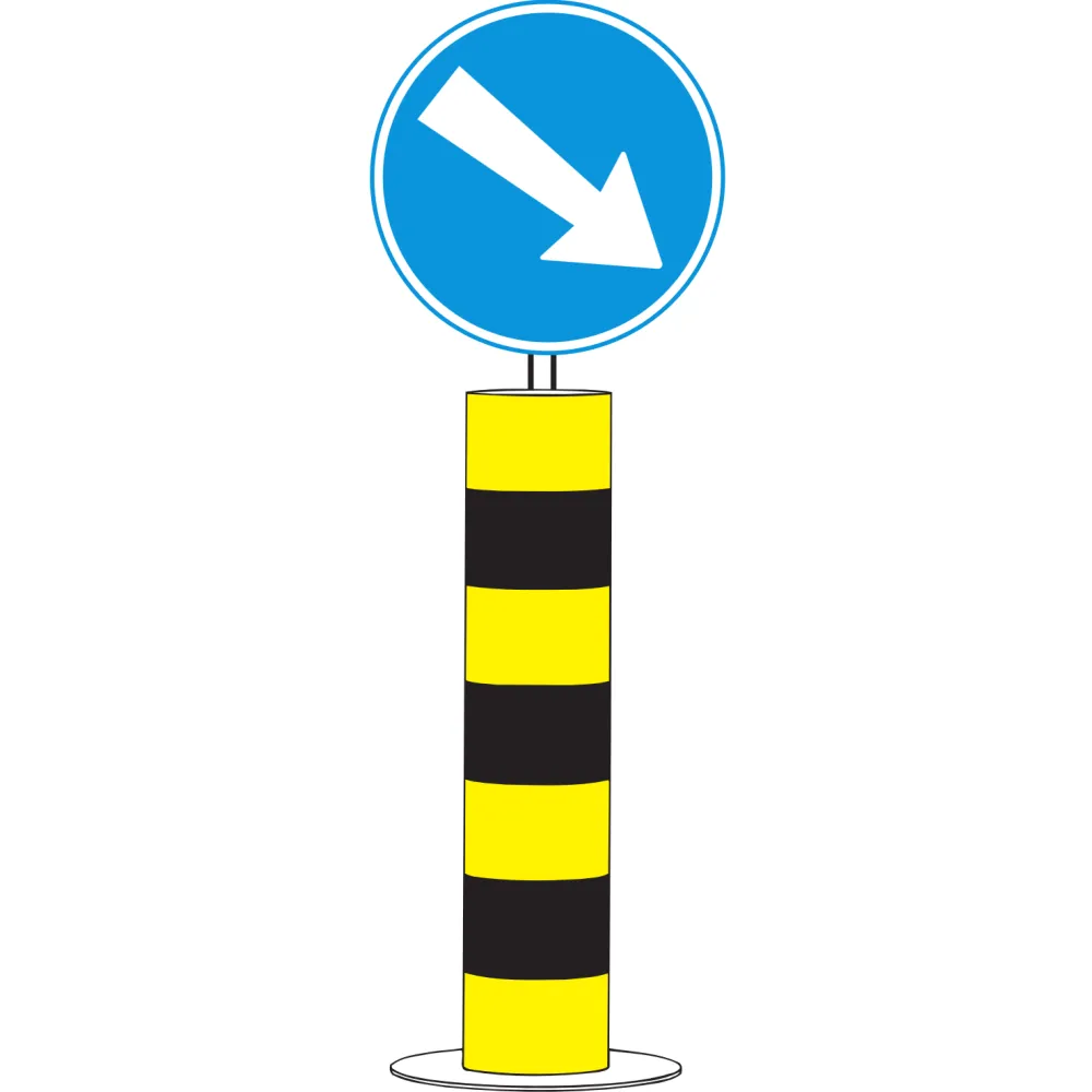 Reflective island post made of steel (60-85 cm) with tubular ring
