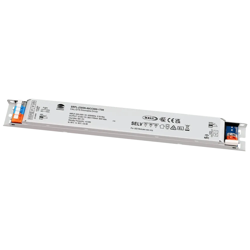 60W DALI2 DT6, AC-PUSH, linear constant current LED driver, NFC