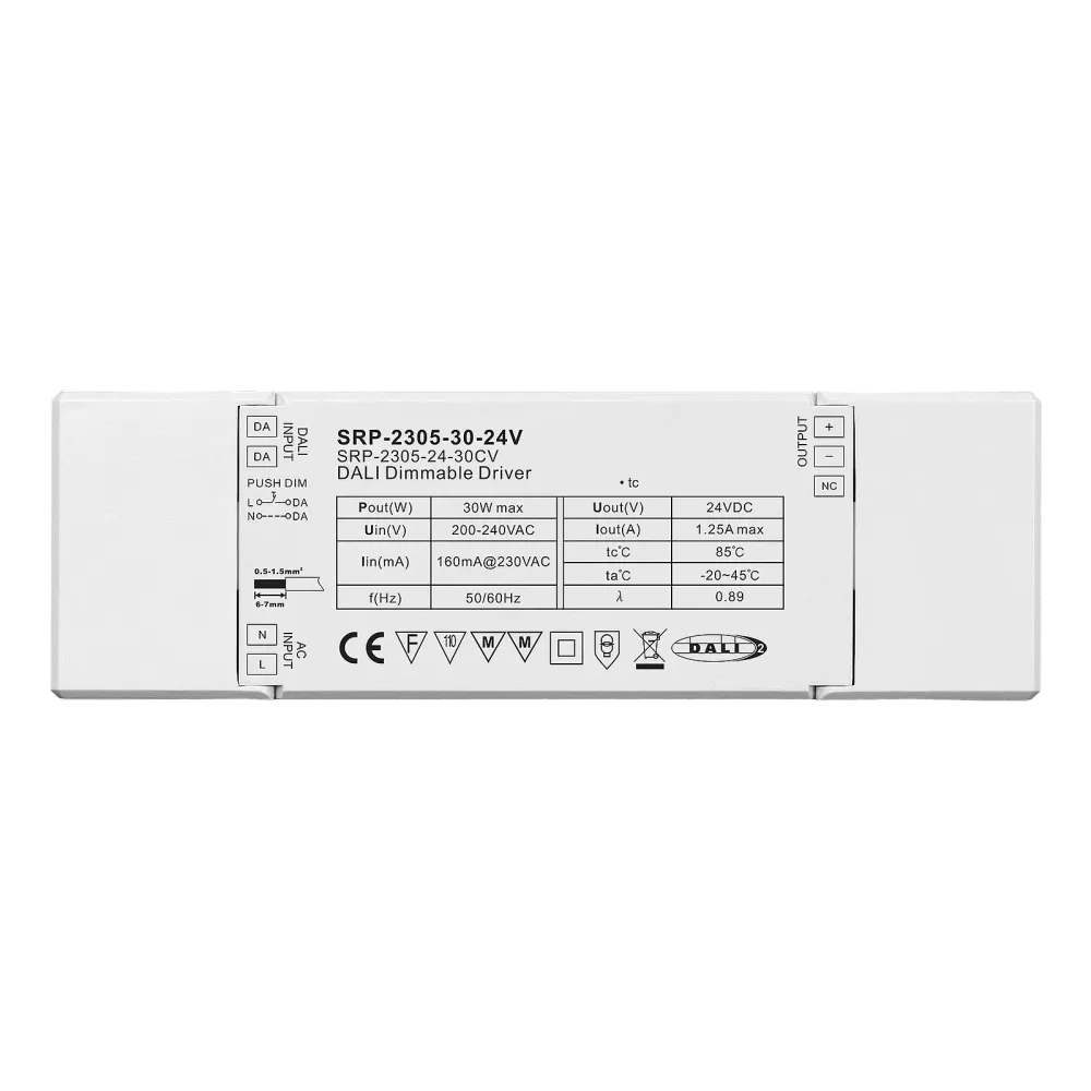30W DALI2 DT6 / Push, 24Vdc constant voltage LED driver