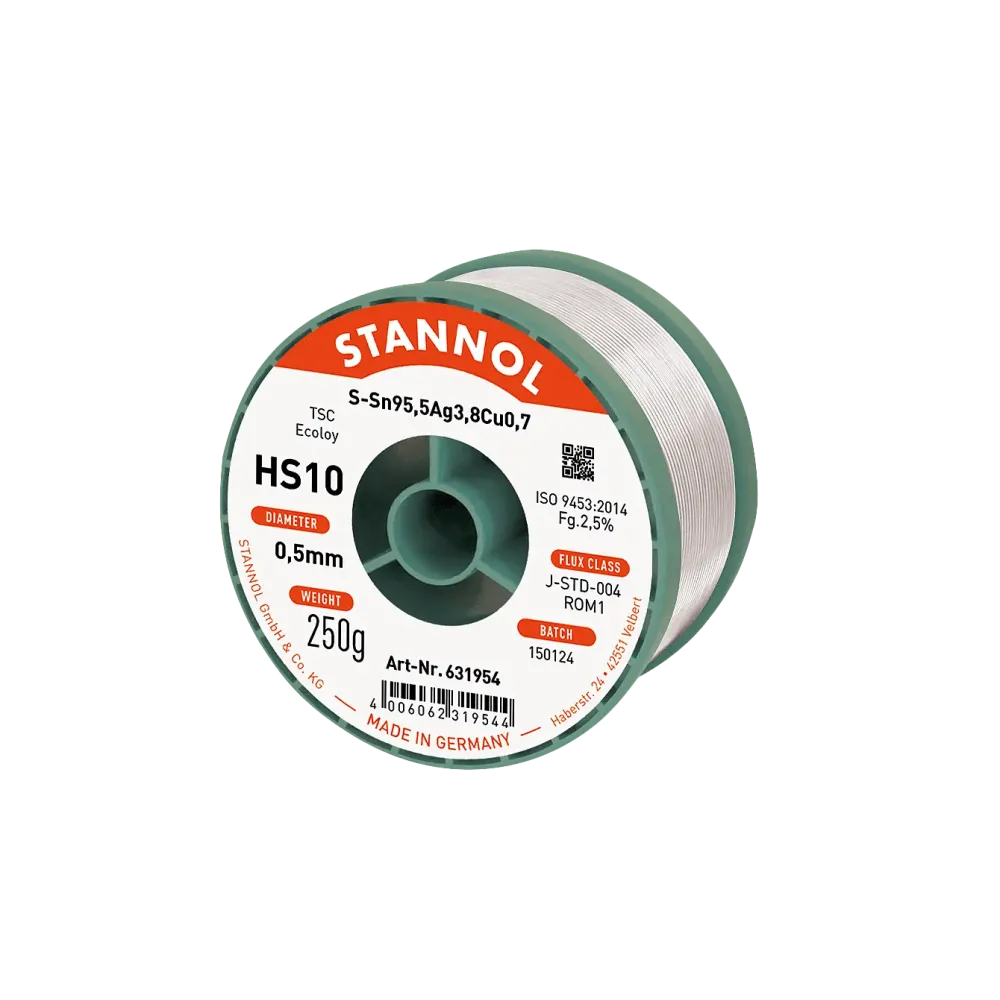 Lötdraht HS10, Sn95.5Ag3.8Cu0.7 - TSC, RO M1, 0.5mm, 250g