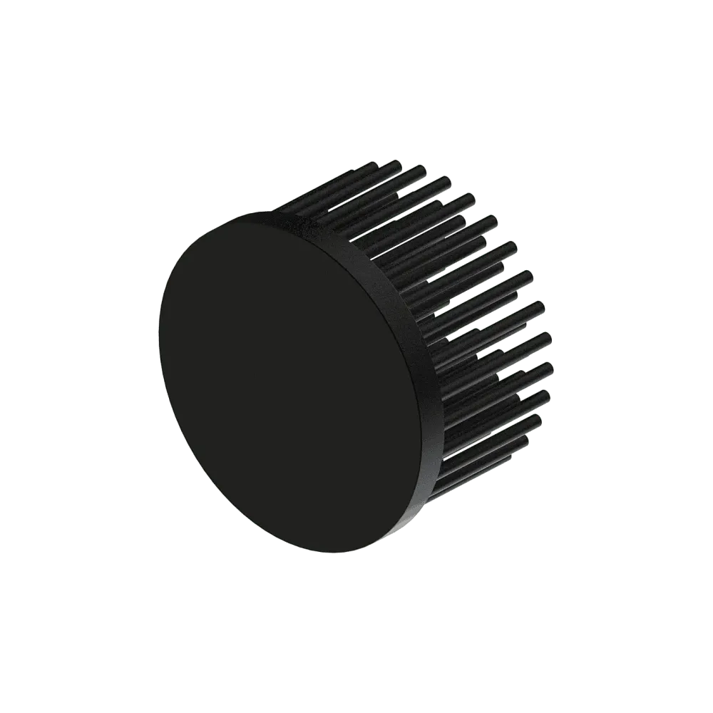 LED pin fin heat sink, ø50mm, H 30mm, Base 5mm, Black anodized