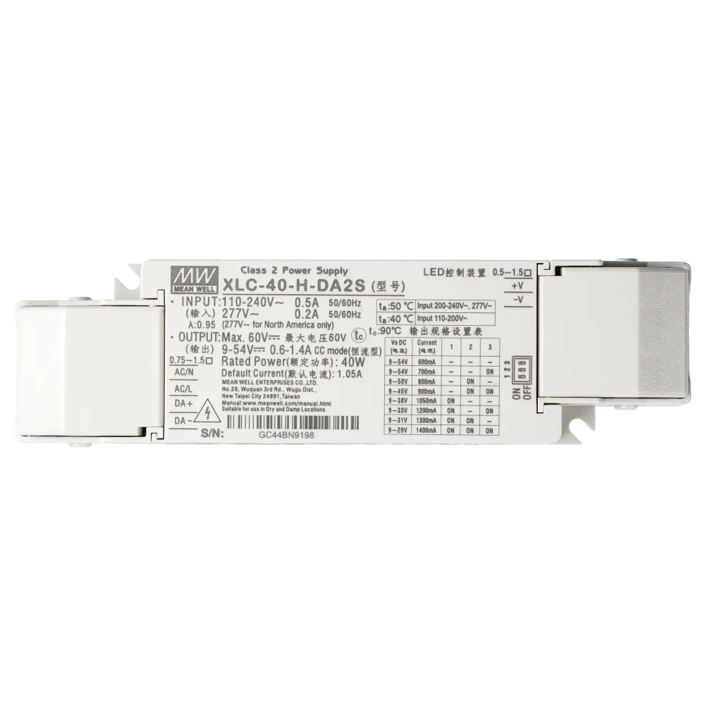 40W LED control gear 600mA to 1400mA/9V...54V, DALI2, AC Push, Independent