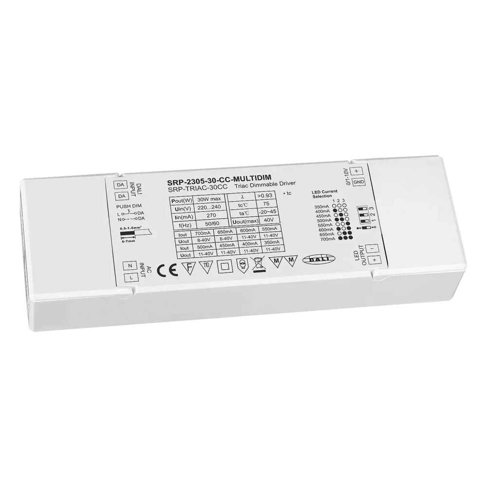30W DALI/Push+Triac+0/1-10V, constant current LED driver
