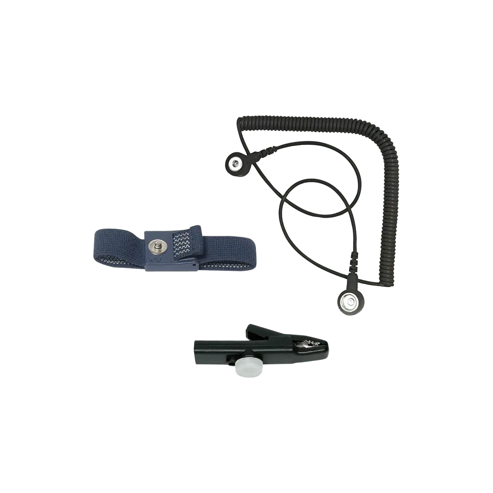 ESD contact bracelet with spiral cable + crocodile clip