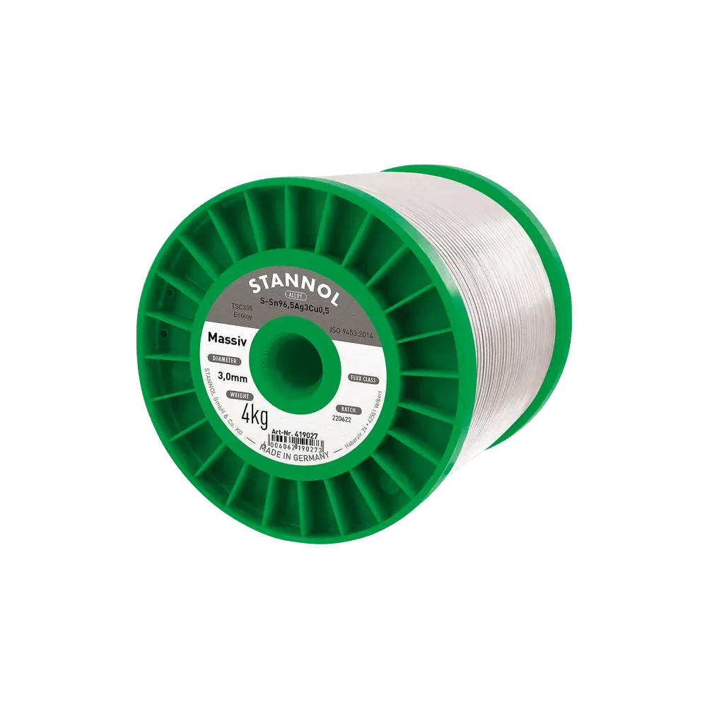Solid solder wire, Sn96.5Ag3Cu0.5 - TSC305, 3 mm, 4000g