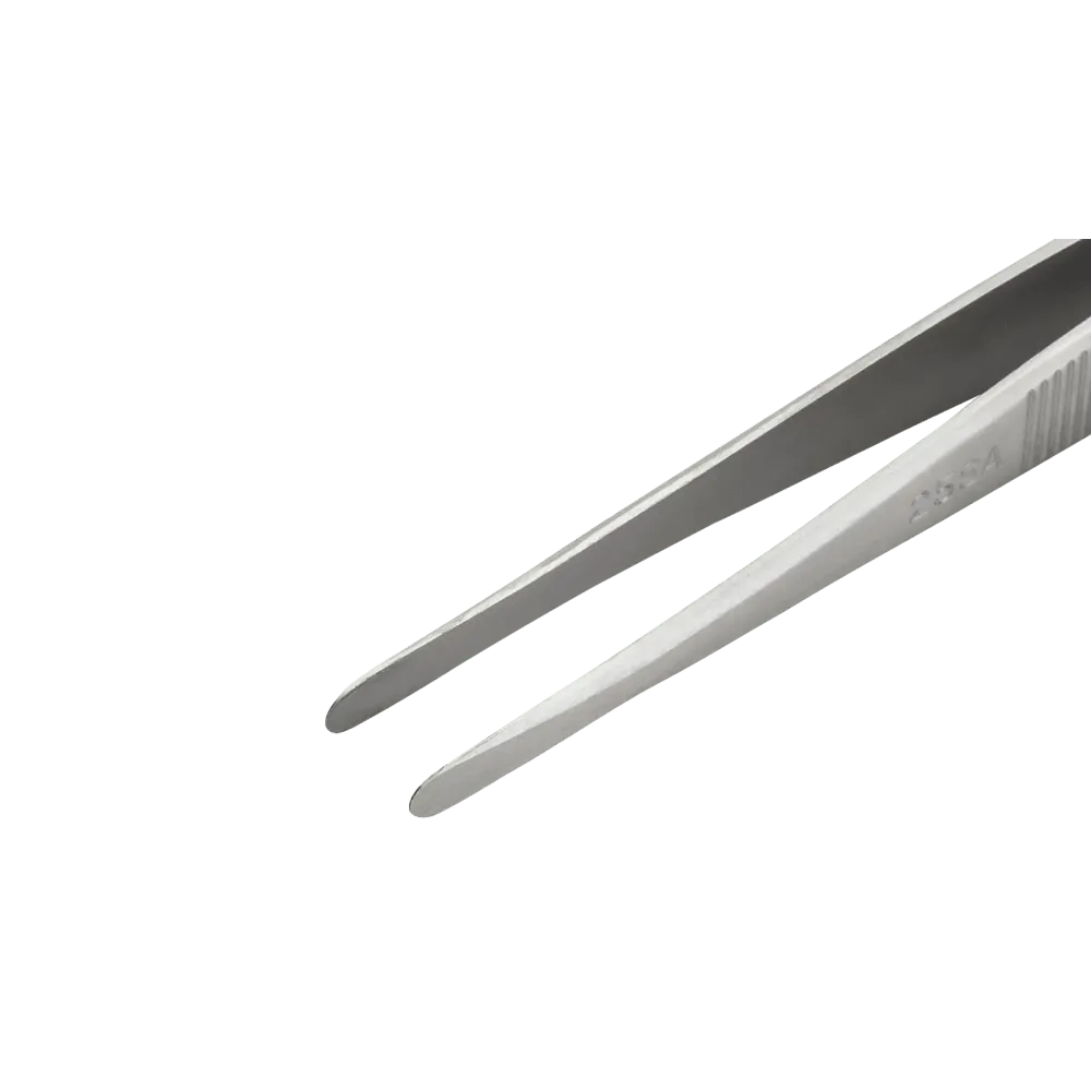 Precision tweezers with flat, round, slightly wider tips