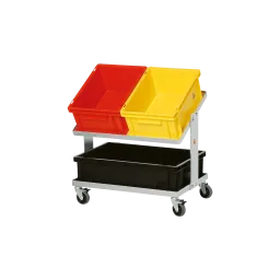 ESD transport trolley double-decker for storage containers, 615 x 415 x 505 mm