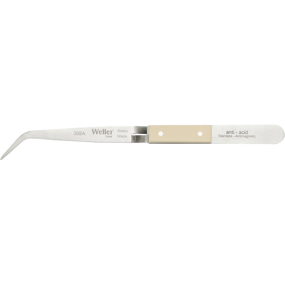 Reversible tweezers angled 50° with robust fine tips