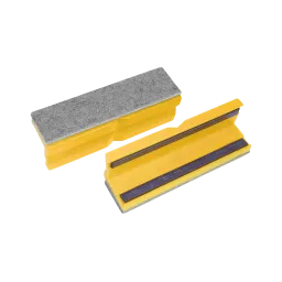 Protective jaws felt/plastic 100mm yellow, with magnetic strip (pair)