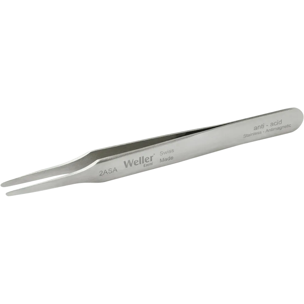 Ergonomic precision tweezers with straight, flat, rounded tips