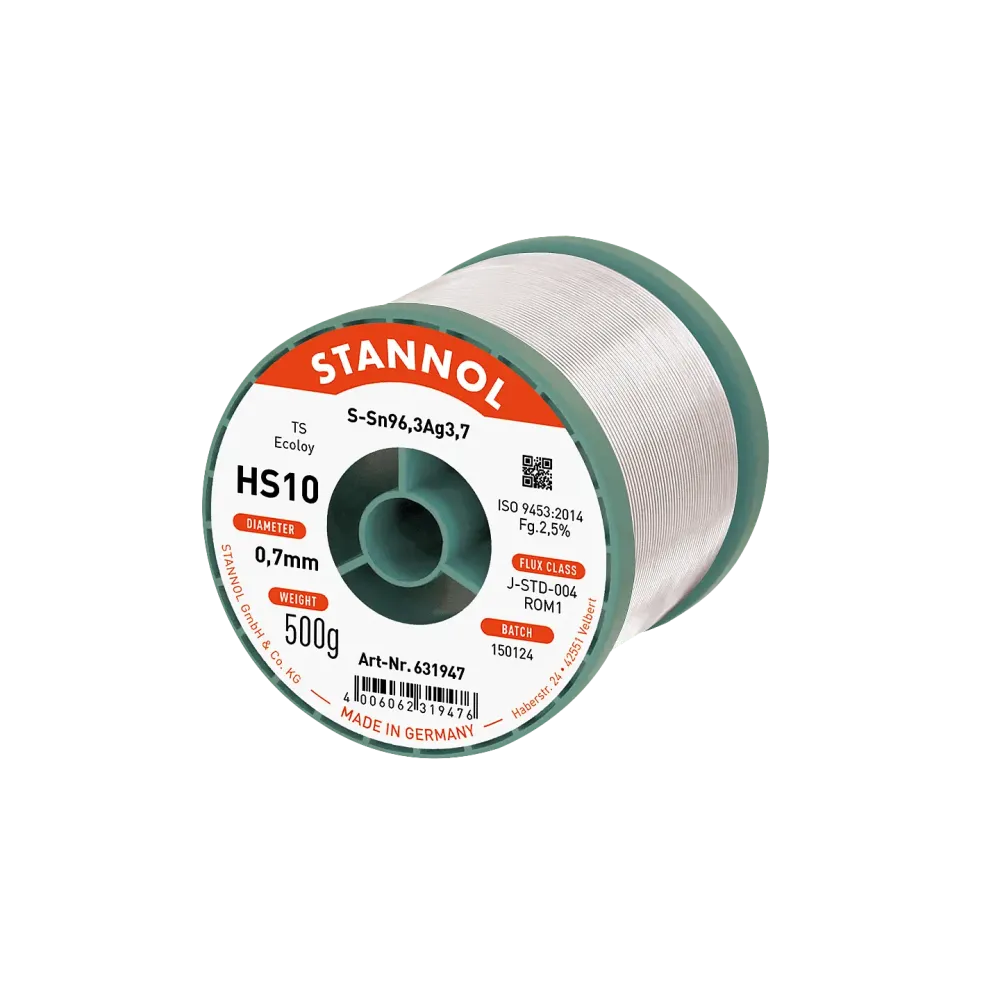 Solder wire HS10, Sn96,3Ag3,7 - TS, RO M1, 0.7mm, 500g