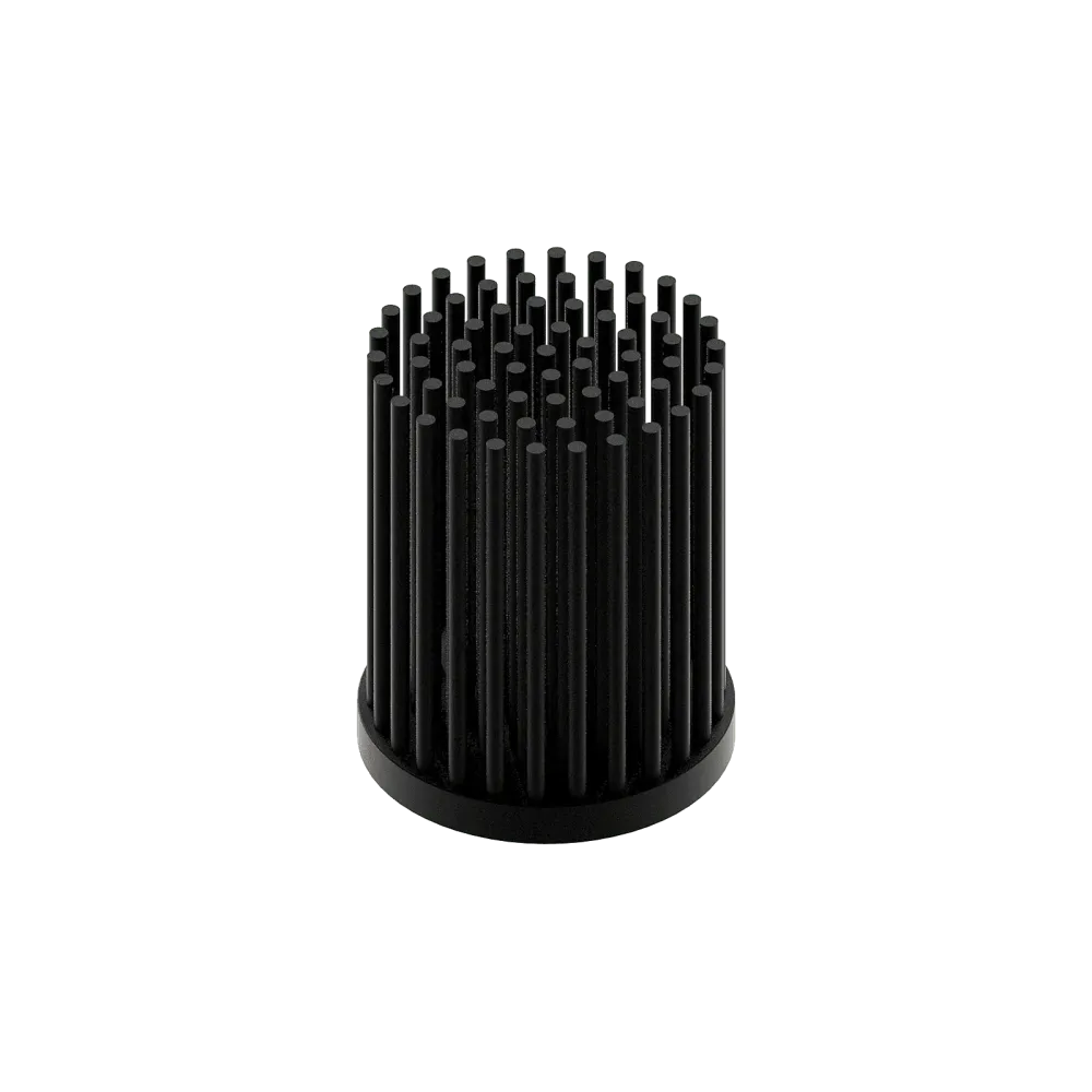LED pin fin heat sink, ø40mm, H 50mm, Base 5mm, Black anodized