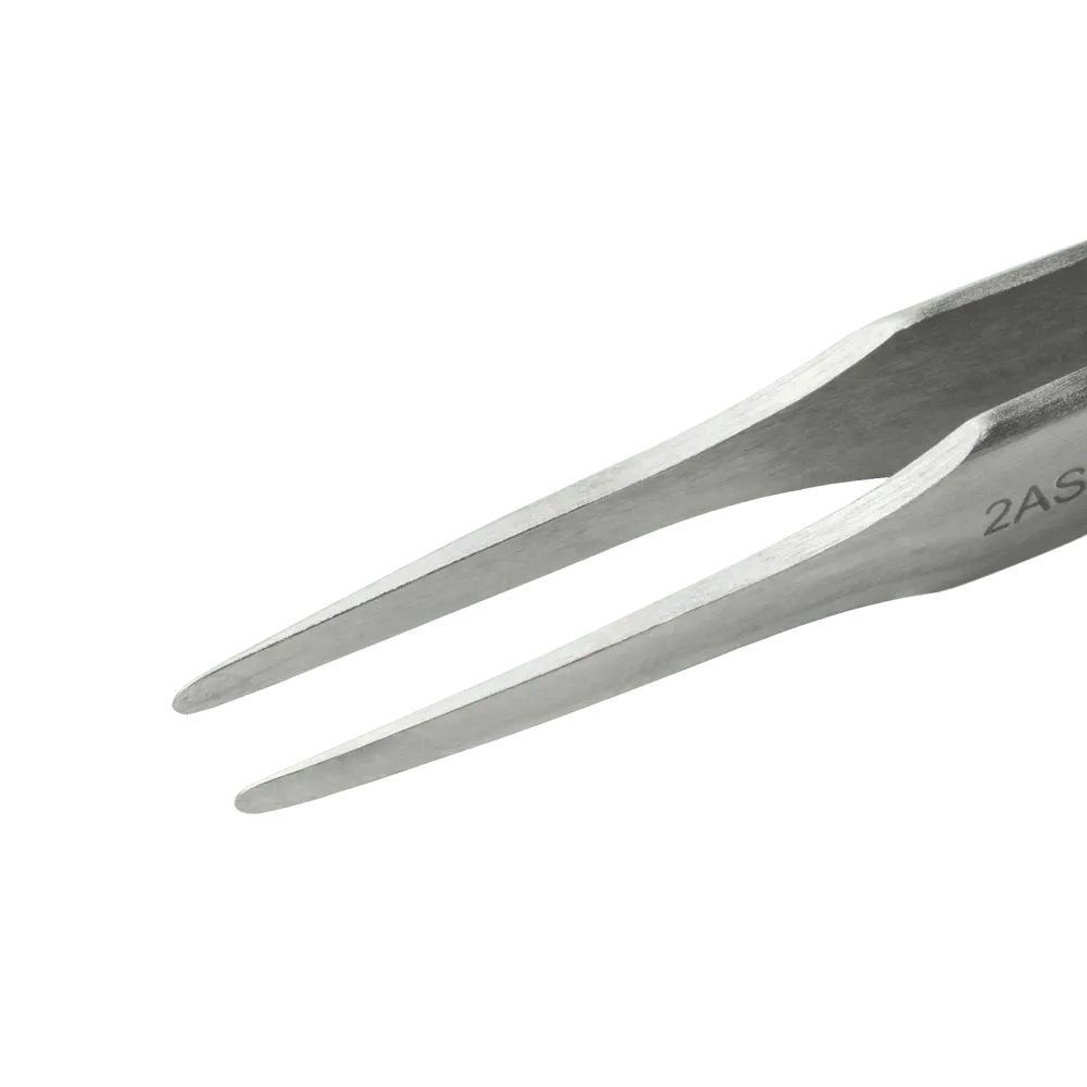 Ergonomic precision tweezers with straight, flat, rounded tips