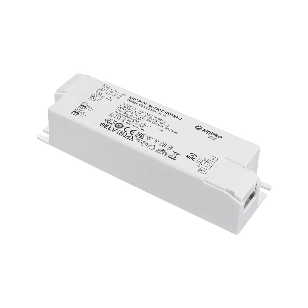 36W ZigBee 3.0, AC-PUSH, Tunable White LED TREIBER CC 350-1050mA with NFC