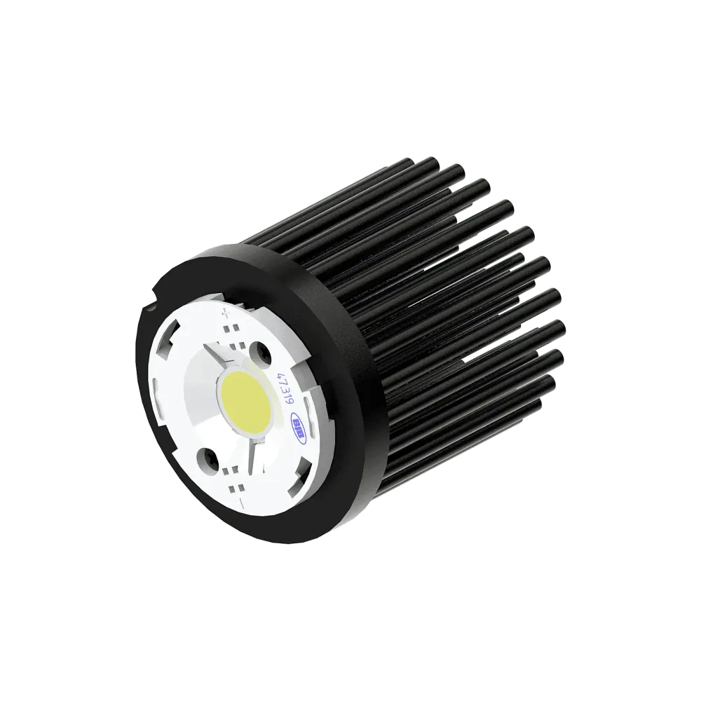 LED pin fin heat sink, ø67mm, H 68mm, Base 8mm, Zhaga&Philips holes, Black