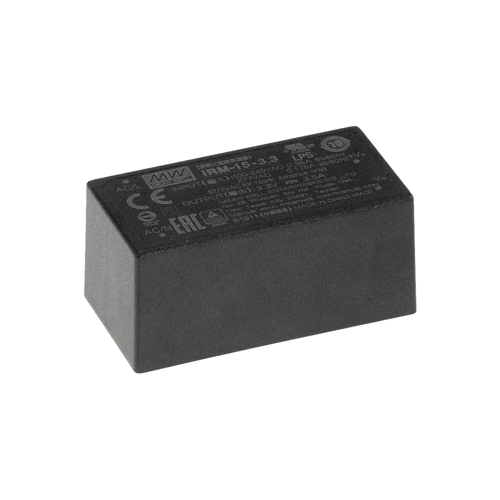 15W AC/DC power supply unit, PCB mounting, 15V/1A