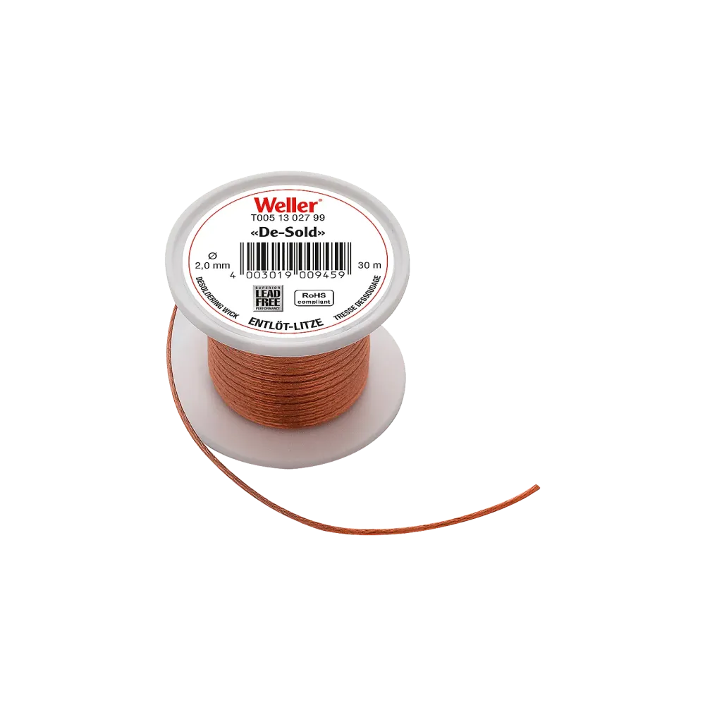 Desoldering braid 30 m spool, width 2 mm